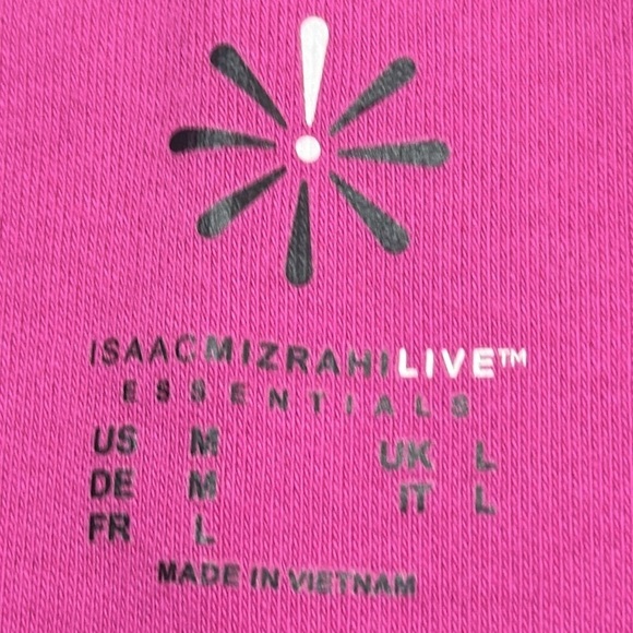 Isaac Mizrahi Deep Pink Rounded Neck Pima Cotton Tunic Pockets Medium - Picture 4 of 4